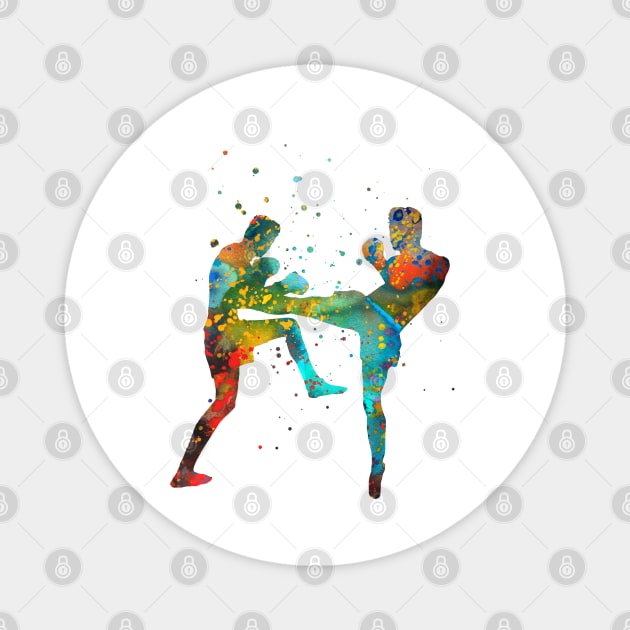 Man muay thai boxing Magnet by RosaliArt